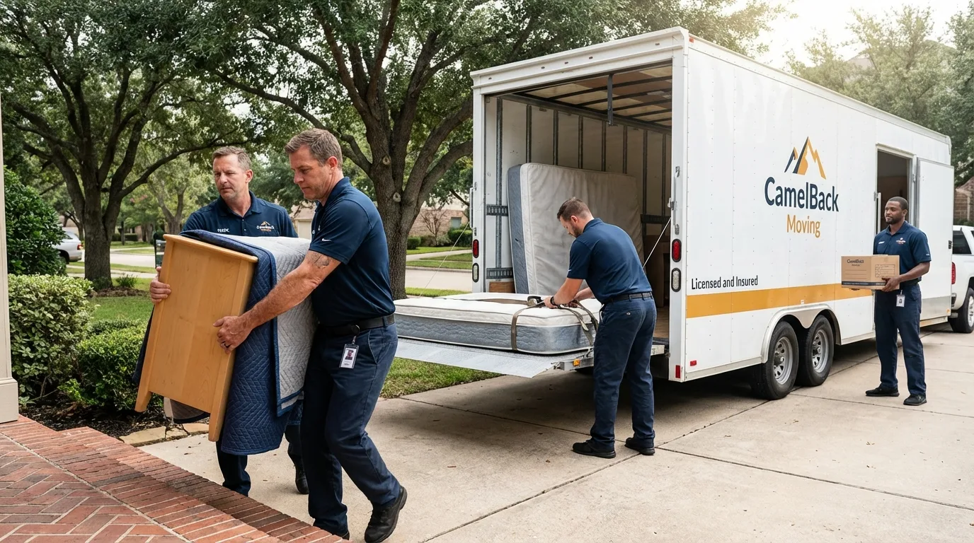 Crew loading residential truck for cross-state move from Sidney, NY